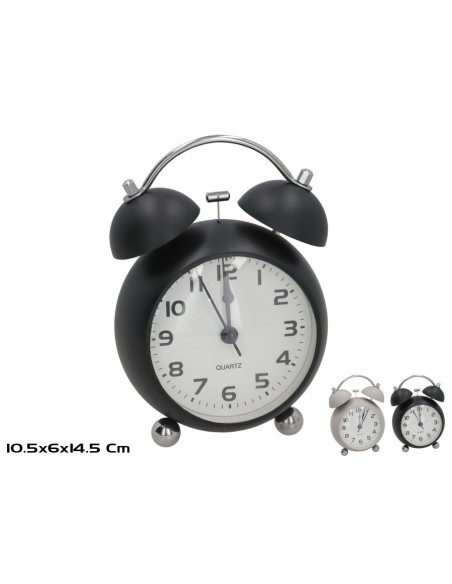 RELOJ DESPERTADOR CLASICO 10,5X6X14,5CM 2 STD