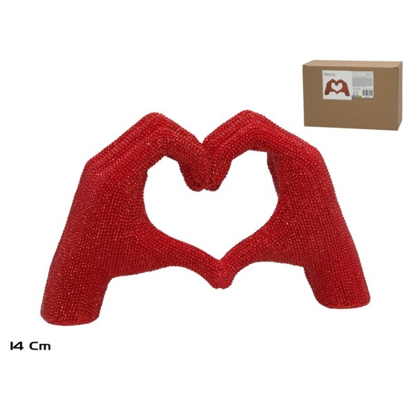 MANO CORAZON ROJA LAMPUH 14CM