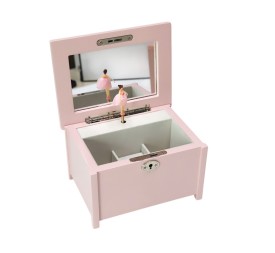 JOYERO MADERA ESPEJO 20X15X12 MUSICAL ROSA