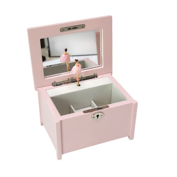 JOYERO MADERA ESPEJO 20X15X12 MUSICAL ROSA