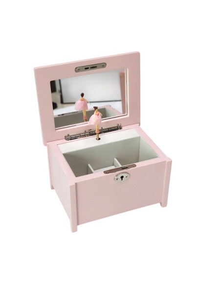 JOYERO MADERA ESPEJO 20X15X12 MUSICAL ROSA