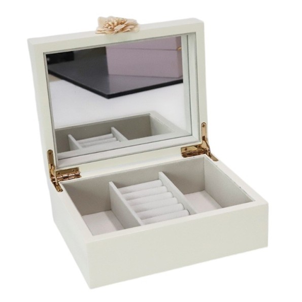 JOYERO MDF ESPEJO 18X14X7,7 LACADO CREMA