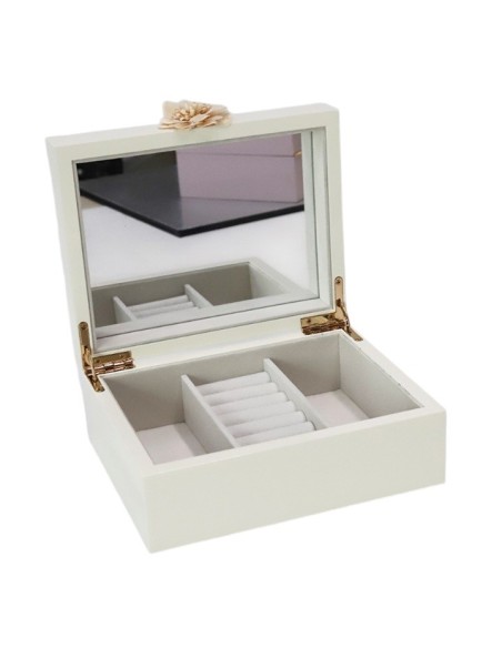 JOYERO MDF ESPEJO 18X14X7,7 LACADO CREMA