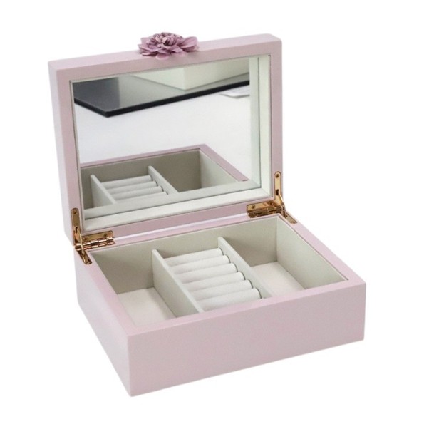 JOYERO MDF ESPEJO 18X14X7,5 LACADO ROSA
