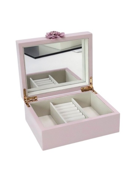 JOYERO MDF ESPEJO 18X14X7,5 LACADO ROSA