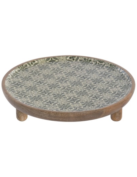 CENTRO MESA MANGO 30X30X6,5 LACADO VERDE