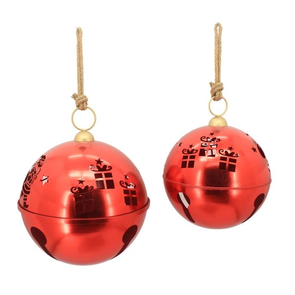 DECORACION COLGANTE SET 2 METAL 62X62X75,5 35 cm ROJO