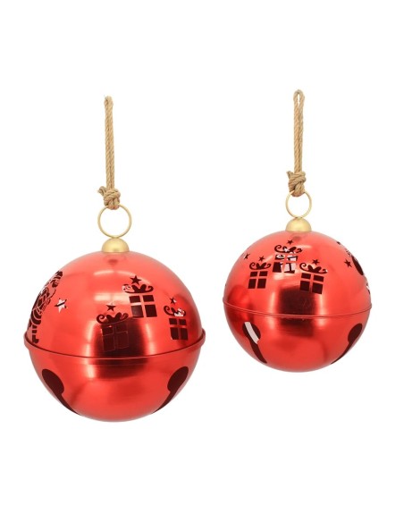 DECORACION COLGANTE SET 2 METAL 62X62X75,5 35 cm ROJO