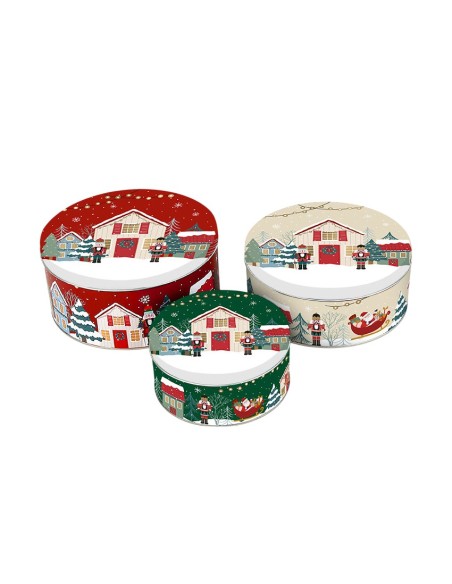 CAJA SET 3 METAL 20X20X9 DORADO ROJO