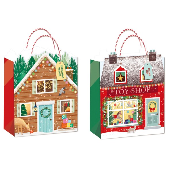 BOLSA PAPEL 18X10X23 230GSM CASA PURPURINA 2 SURT.