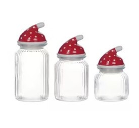 BOTE SET 3 CRISTAL 11X11X26 1,3L 1L/640ML ROJO