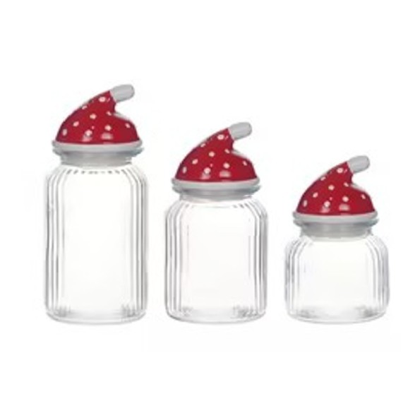 BOTE SET 3 CRISTAL 11X11X26 1,3L 1L/640ML ROJO