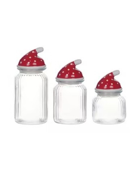 BOTE SET 3 CRISTAL 11X11X26 1,3L 1L/640ML ROJO