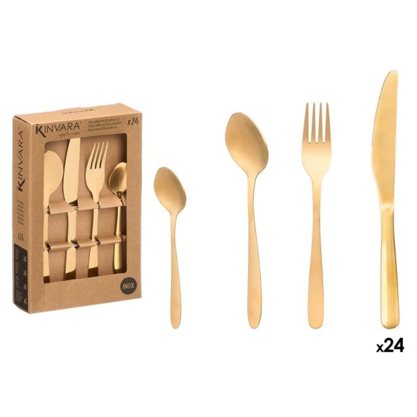 SET 24 CUBIERTO ACERO INOX DORADO