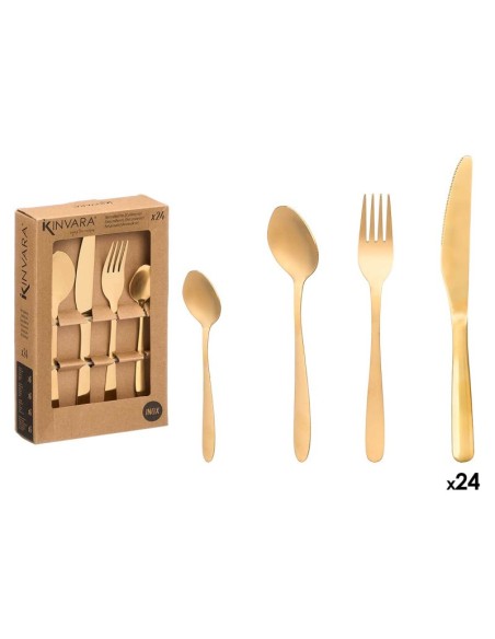 SET 24 CUBIERTO ACERO INOX DORADO