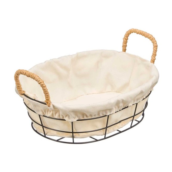 CESTA METAL OVALADA TELA 25X20X8CM