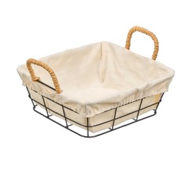 CESTA METAL CUADRADA TELA 21X21X8CM