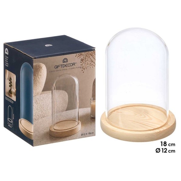 CUPULA DECORATIVA BASE MADERA 18CM ALTO