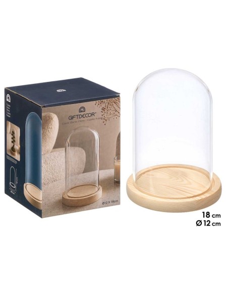 CUPULA DECORATIVA BASE MADERA 18CM ALTO