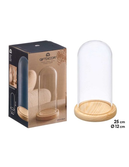 CUPULA DECORATIVA BASE MADERA 25CM ALTO