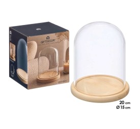 CUPULA DECORATIVA BASE MADERA NATURAL 20CM ALTO