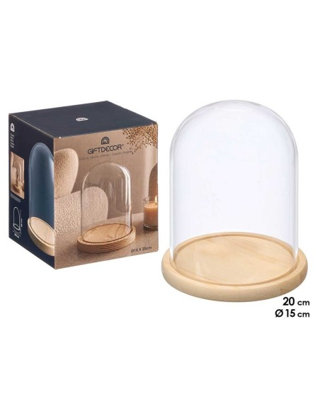 CUPULA DECORATIVA BASE MADERA NATURAL 20CM ALTO
