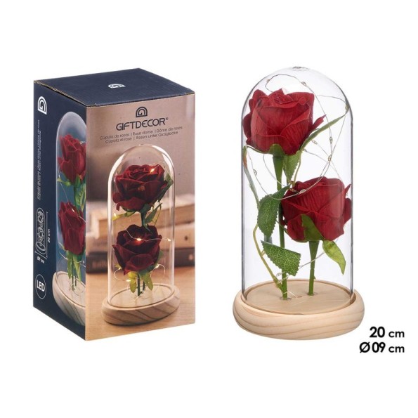 CUPULA 2 ROSAS LED ROJA