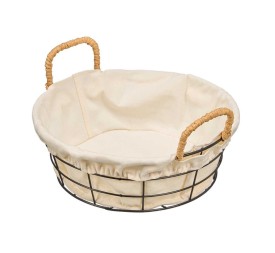 CESTA METAL REDONDA TELA 23X23X8CM