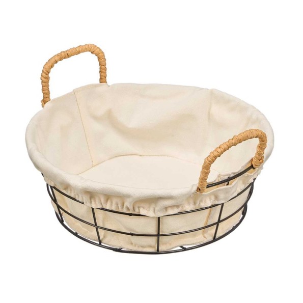 CESTA METAL REDONDA TELA 23X23X8CM