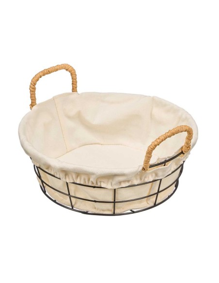 CESTA METAL REDONDA TELA 23X23X8CM