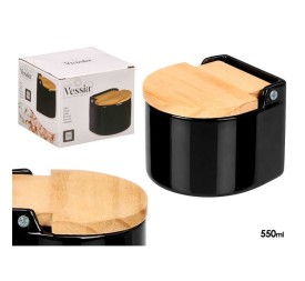 SALERO NEGRO SEMI CIRCULAR CON TAPA