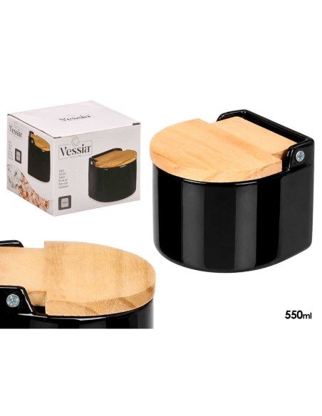 SALERO NEGRO SEMI CIRCULAR CON TAPA