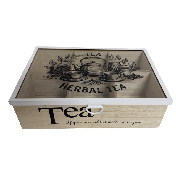 CAJA INFUSIONES MDF CRISTAL 24,5X16,5X7 NATURAL