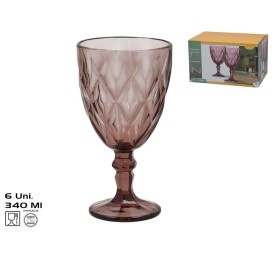 COPA CRISTAL LIZ X6 340ML ROSA