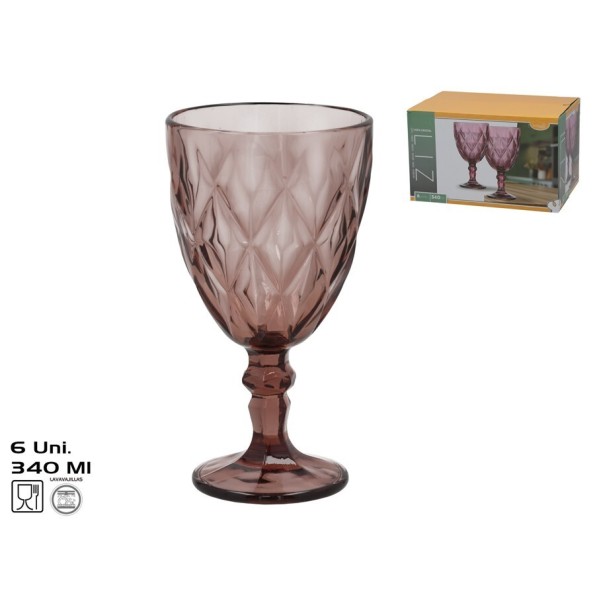 COPA CRISTAL LIZ X6 340ML ROSA