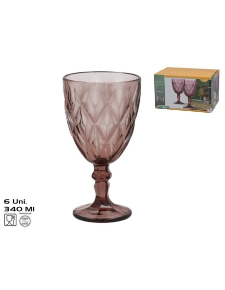 COPA CRISTAL LIZ X6 340ML ROSA