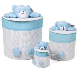 CESTA ANIMALIA SET 3 CON TAPA - TELA