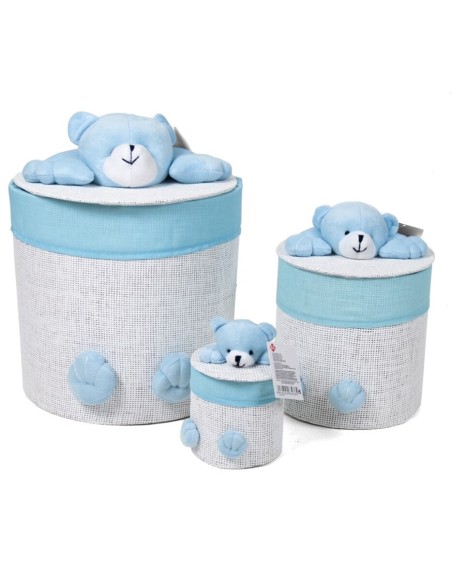 CESTA ANIMALIA SET 3 CON TAPA - TELA