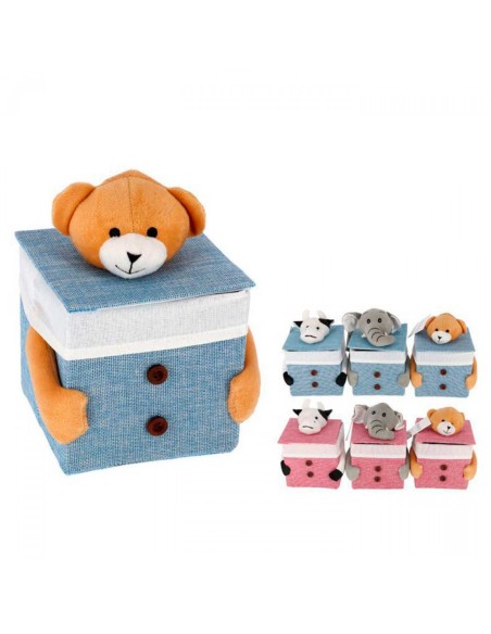 CESTA OURS C/TAPA COLOR ANIMAL SUR.13X13