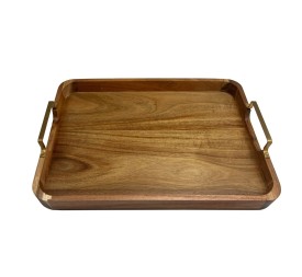 BANDEJA ACACIA METAL 38X28X6 NATURAL