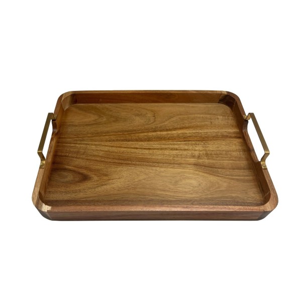 BANDEJA ACACIA METAL 38X28X6 NATURAL