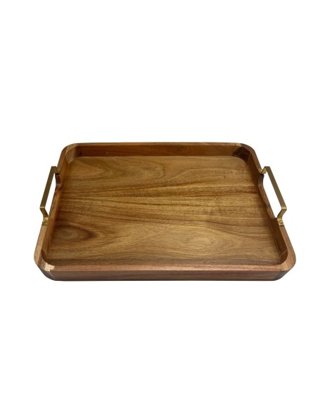 BANDEJA ACACIA METAL 38X28X6 NATURAL