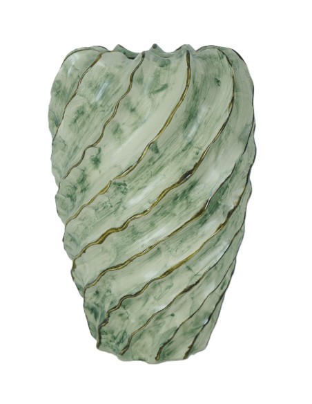 JARRON CERAMICA 21X21X32 ESPIRAL VERDE