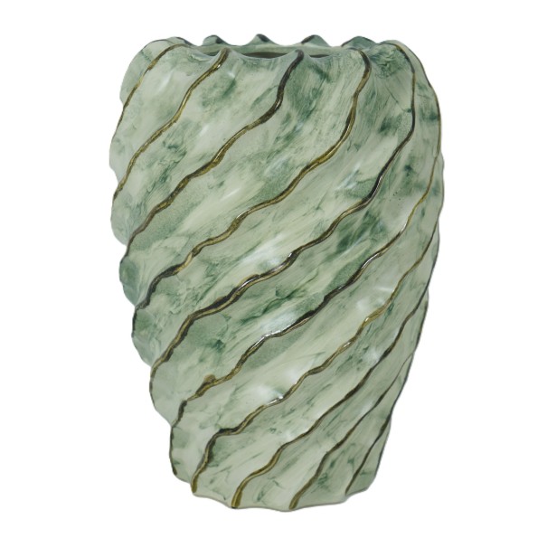 JARRON CERAMICA 19X19X25 ESPIRAL VERDE