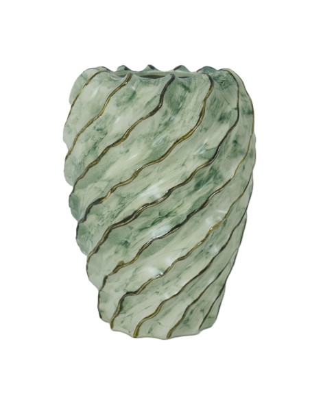 JARRON CERAMICA 19X19X25 ESPIRAL VERDE