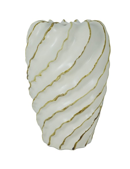 JARRON CERAMICA 21X21X32 ESPIRAL BLANCO