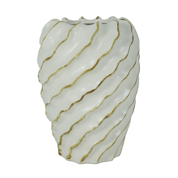 JARRON CERAMICA 19X19X26 ESPIRAL BLANCO