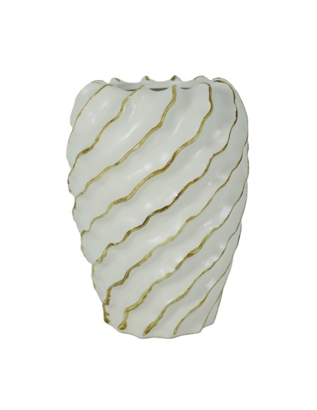 JARRON CERAMICA 19X19X26 ESPIRAL BLANCO