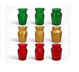 JARRON SURT NAVIDAD D11 H18CM ORO VERDE ROJO