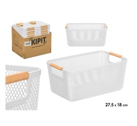CESTA PLASTICO ASA BAMBU BLANCA 27,5X18CM